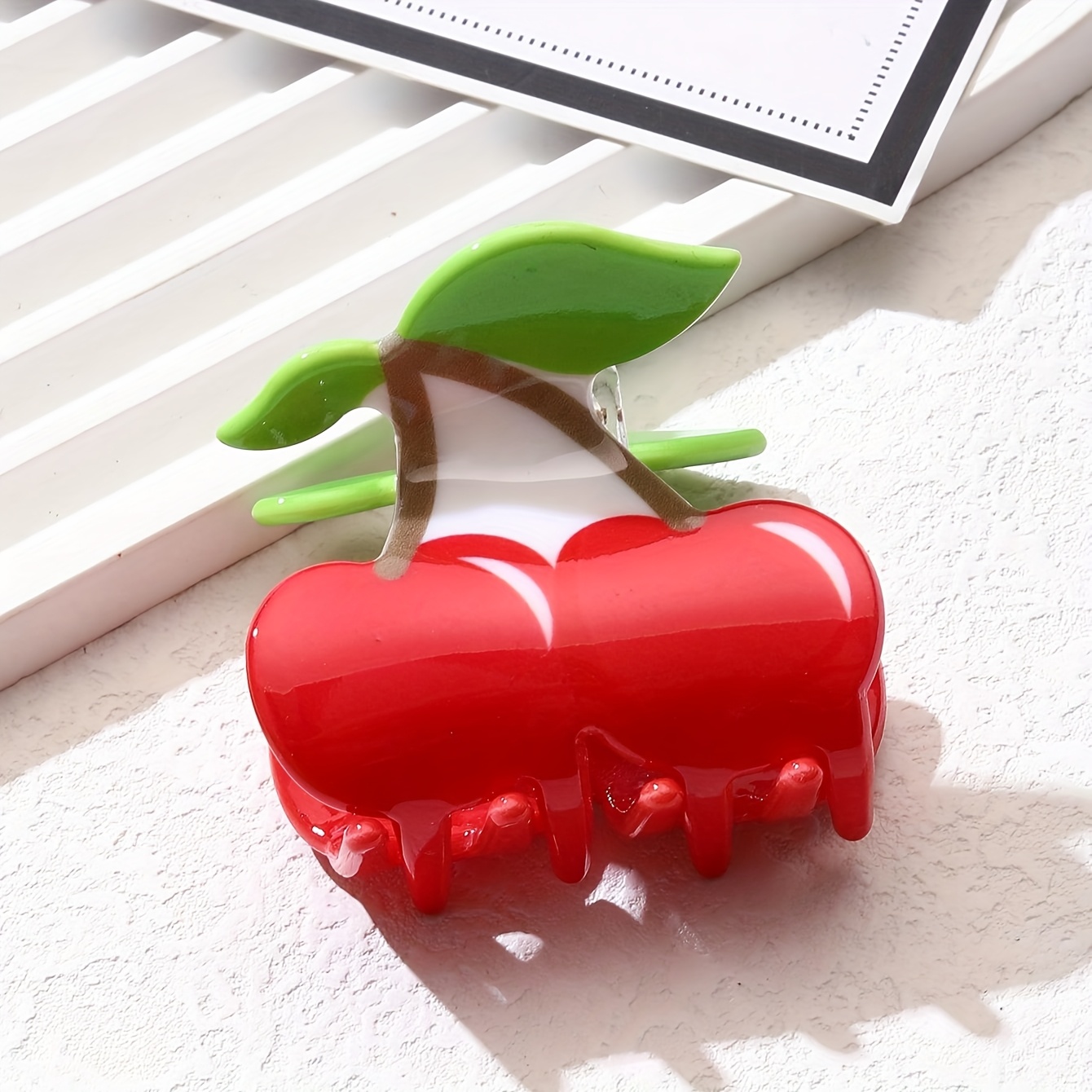TEMU 1pc Women's Non-slip Hair Clip - Cute Design With Stem & Leaves, Claw Clip For Everyday, Parties, Photo Shoots - Non-slip Hairstyle Claw For S &