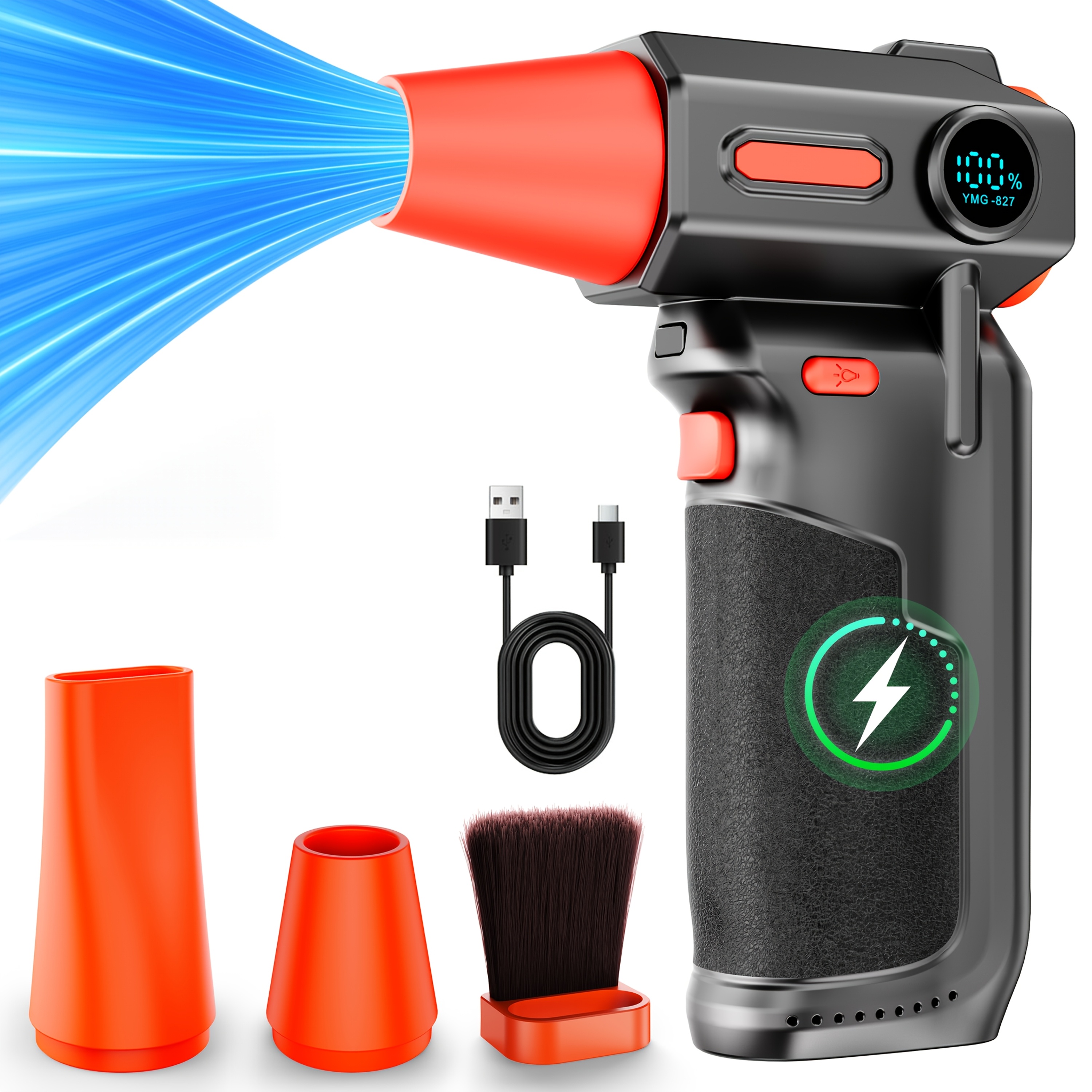 TEMU Turbo Blower Cordless Blower Jet Fan 9000000rph Type-c Charging Blowing Snow Electric Air Duster Car Fan Cleaning Blower Tool Portable 3 Gears