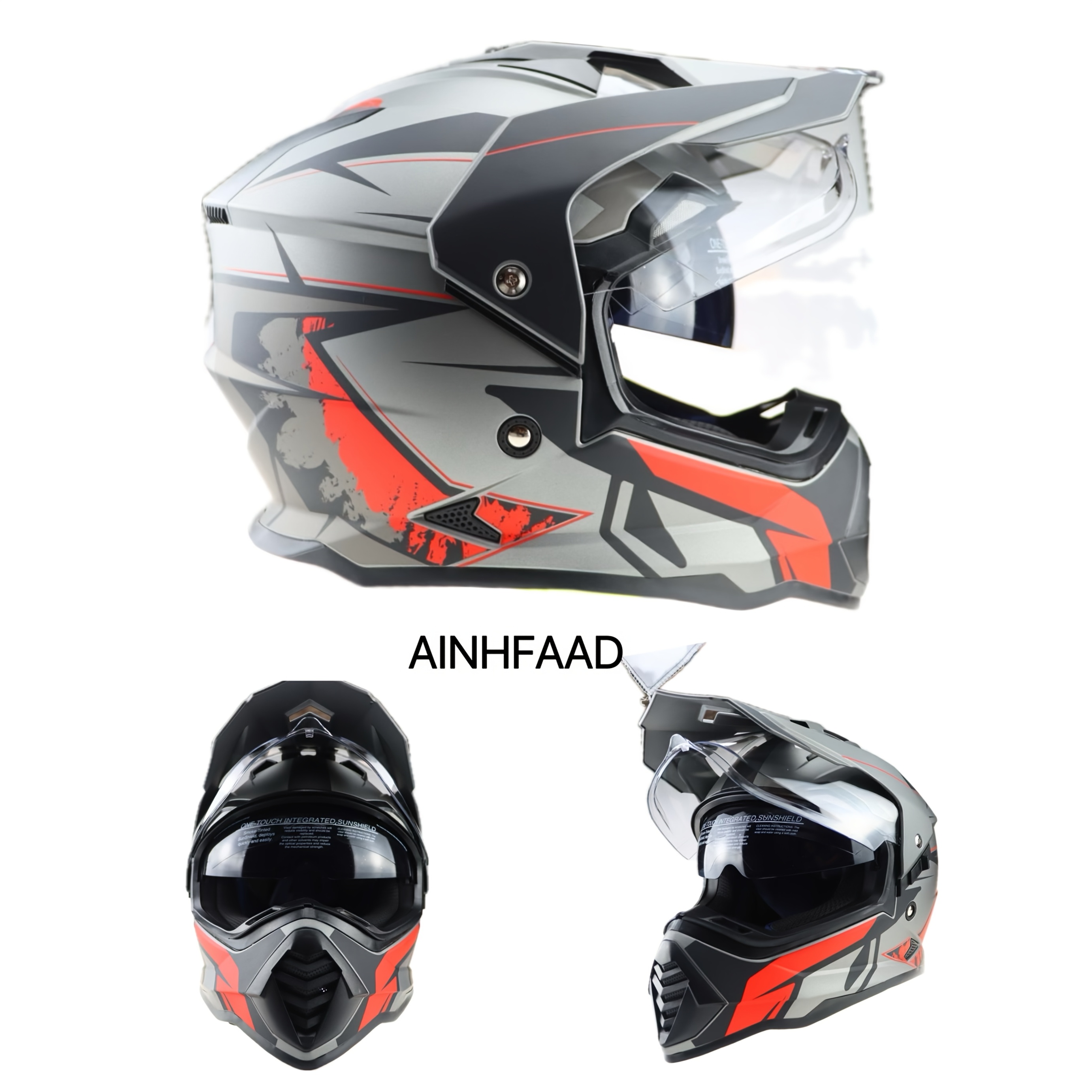 

Ainhfaad Sports Adventure Motorcycle Helmet, Compatible With Stickers, With Visors, Suitable For Snowmobiles, Vehicles, Off-road Motorcycles, Etc., Model Ws902, Size M And L