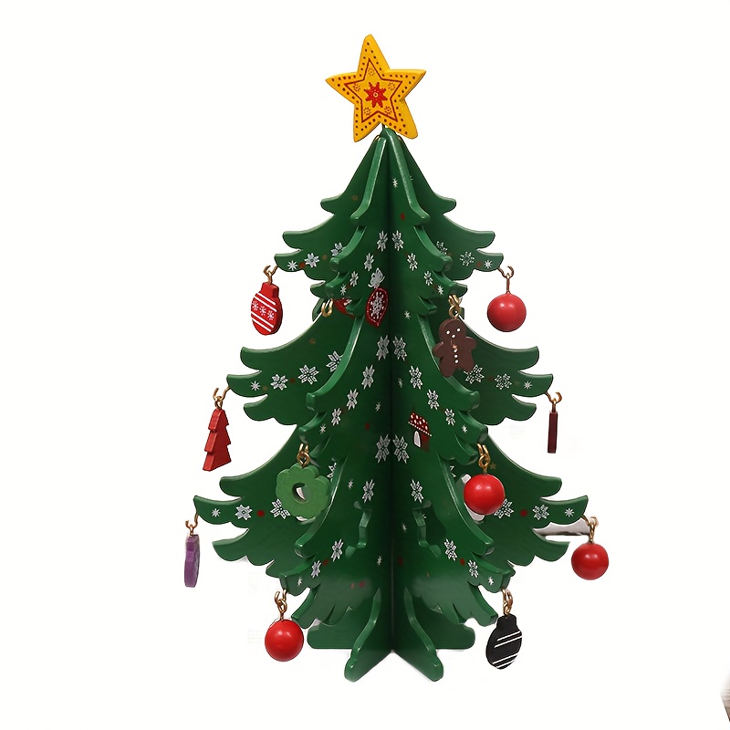 Image of Wooden Christmas Tree Decorative Home Ornament - Festive Holiday Gift, Best For Christmas, Halloween Decor