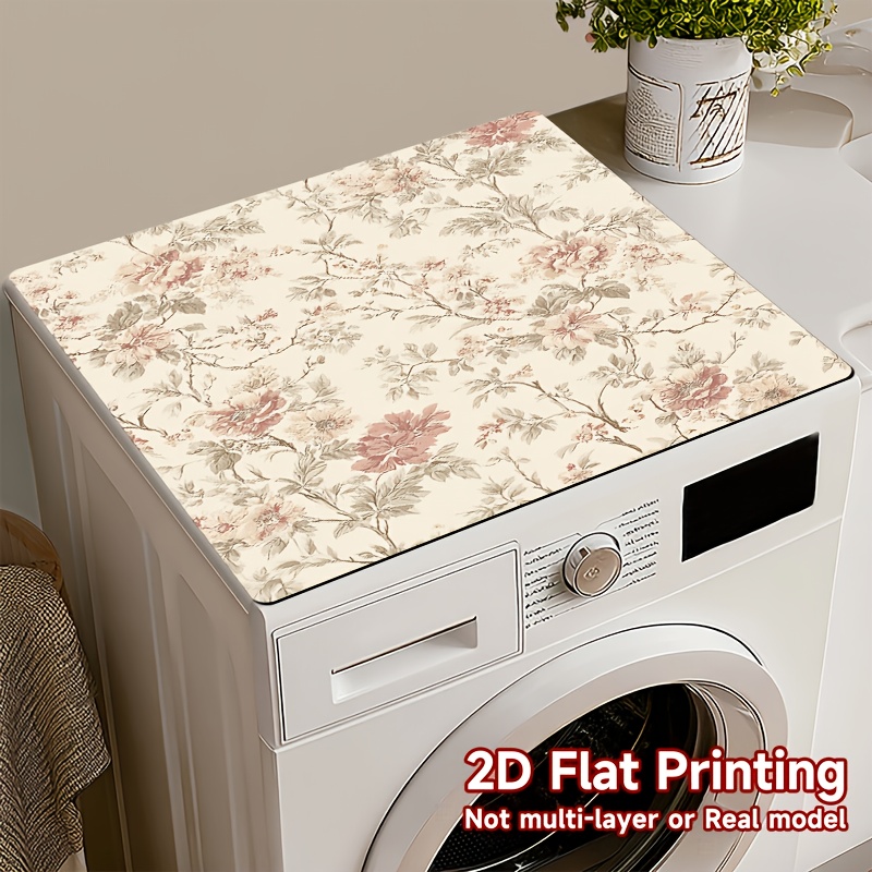 TEMU 1 tapis antidérapant à motif floral pour machine à laver - Idéal pour salle de lavage, haut pour lave-linge/séche-linge, housse d'appareil