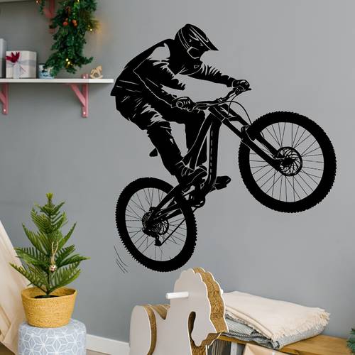 2pcs black cyclist wall stickers self and removable pvc suitable for living room bedroom and study