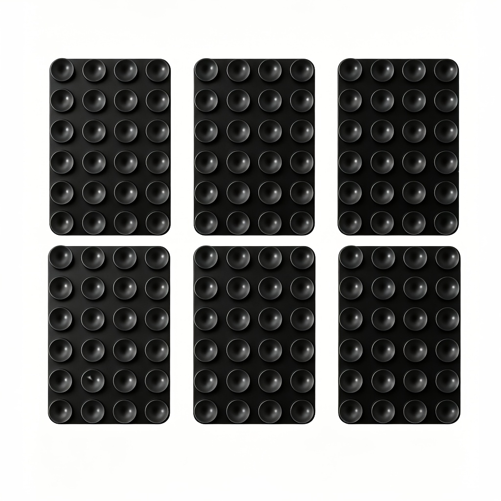 TEMU 6pcs Single-sided Silicone Suction Phone Pad, 7.5cm X 5cm Strong Suction Smartphone Mount For Bathroom Selfies, Reusable Phone Grip Compatible