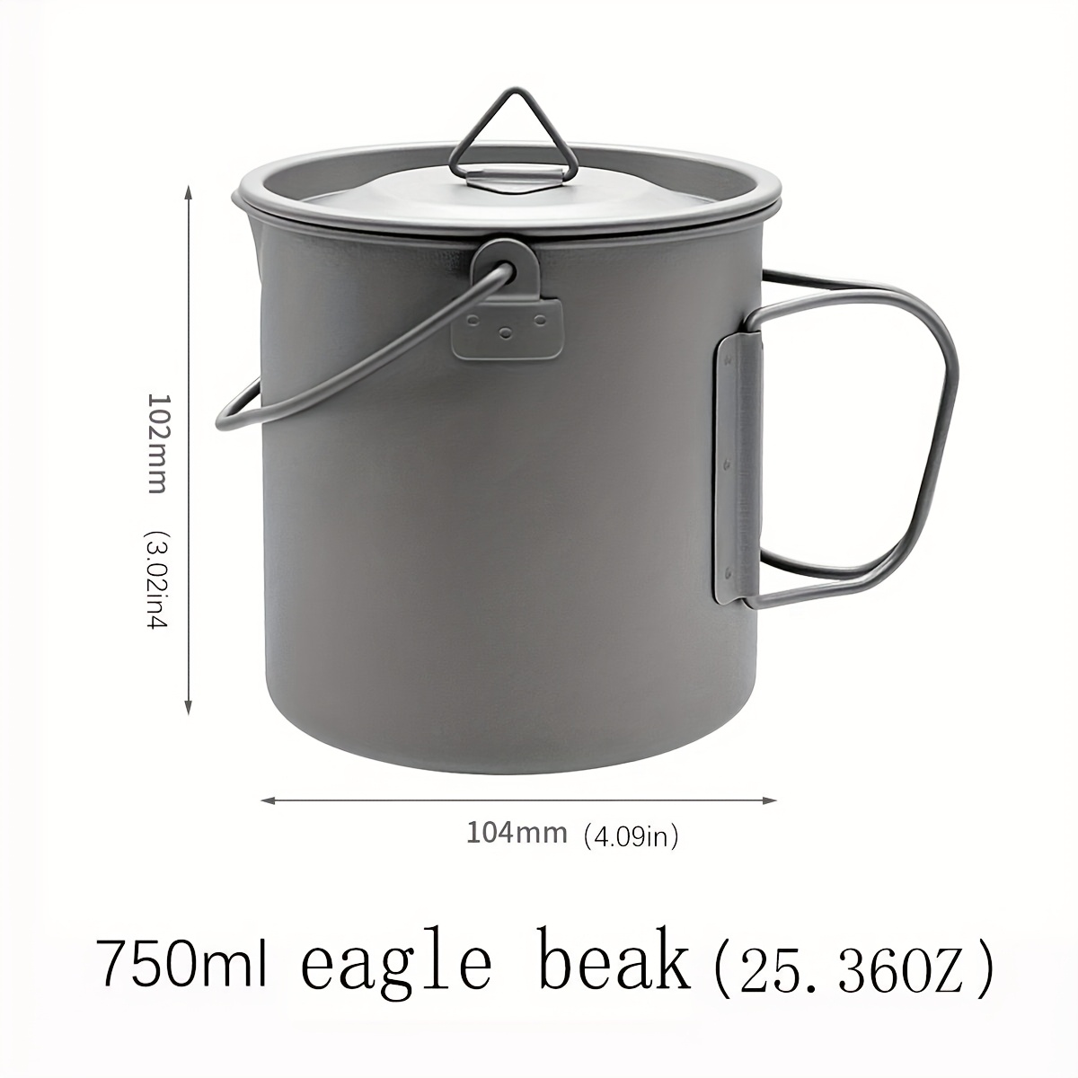 TEMU Titanium Mug For Camping With Lid - Large Opening, Foldable Handle, Safe For Dishwasher, Ideal For Hiking And Traveling, Suitable For Use Over