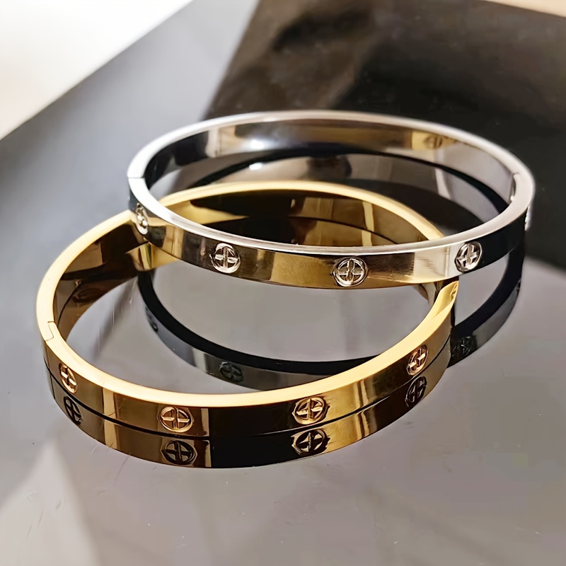 cross border classic fashion exquisite titanium 316   steel niche non fading cross   hand circle minimalist style unisex 316   steel bangle bangle bracelet