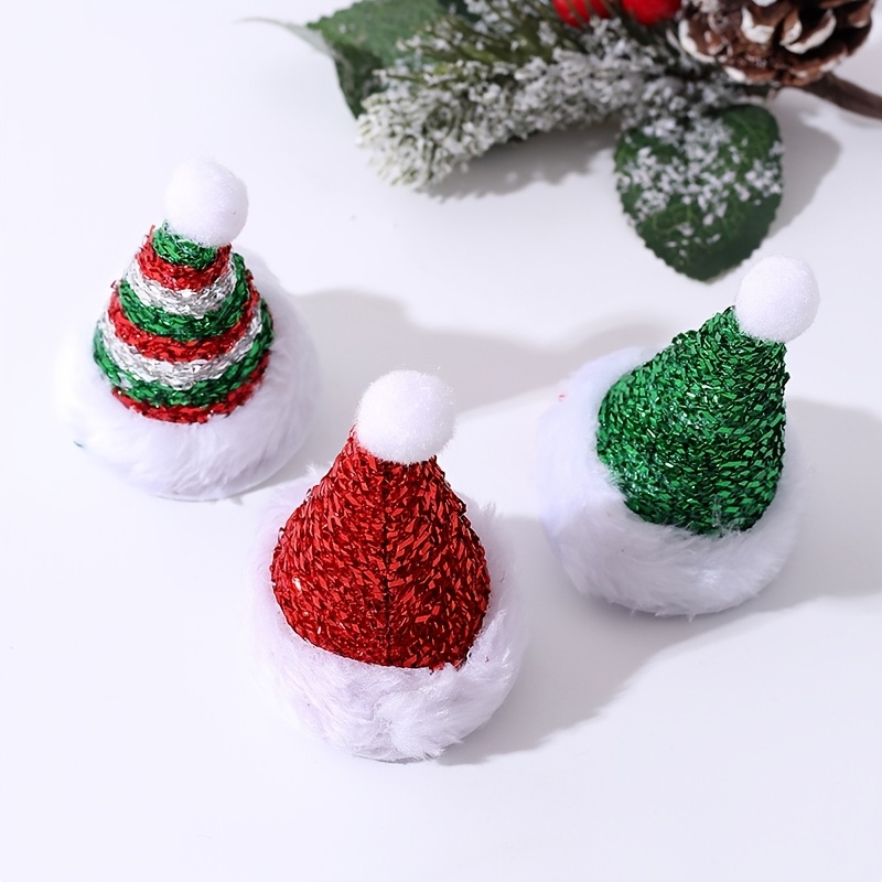 TEMU Lot de 3 pinces à cheveux bonnet de Père Noël pour séances photo de Noël, décorations de fête, pinces latérales et