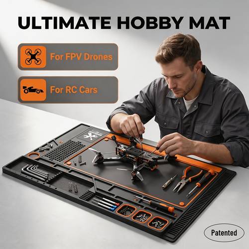 modular hobby workbench mat for rc cars fpv and electronics premium non slip desk pad with parts sorting trays
