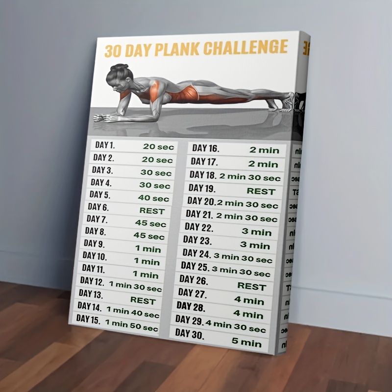 framed canvas plank challenge workout plan poster Temu Oman
