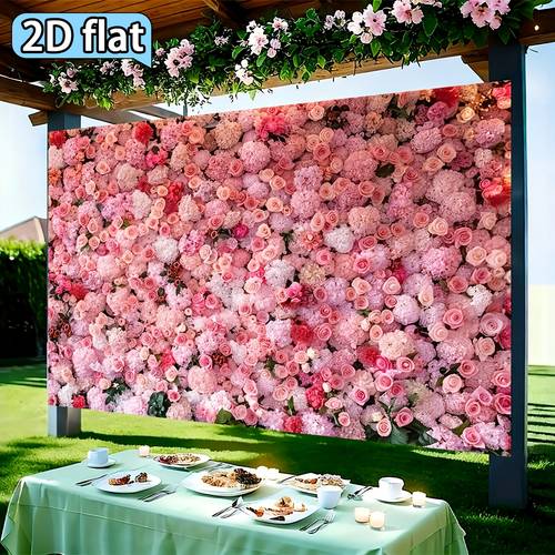 1pc pink floral wall backdrop fabric style tapestry suitable for bedroom living room and outdoor decoration banner tapestry
