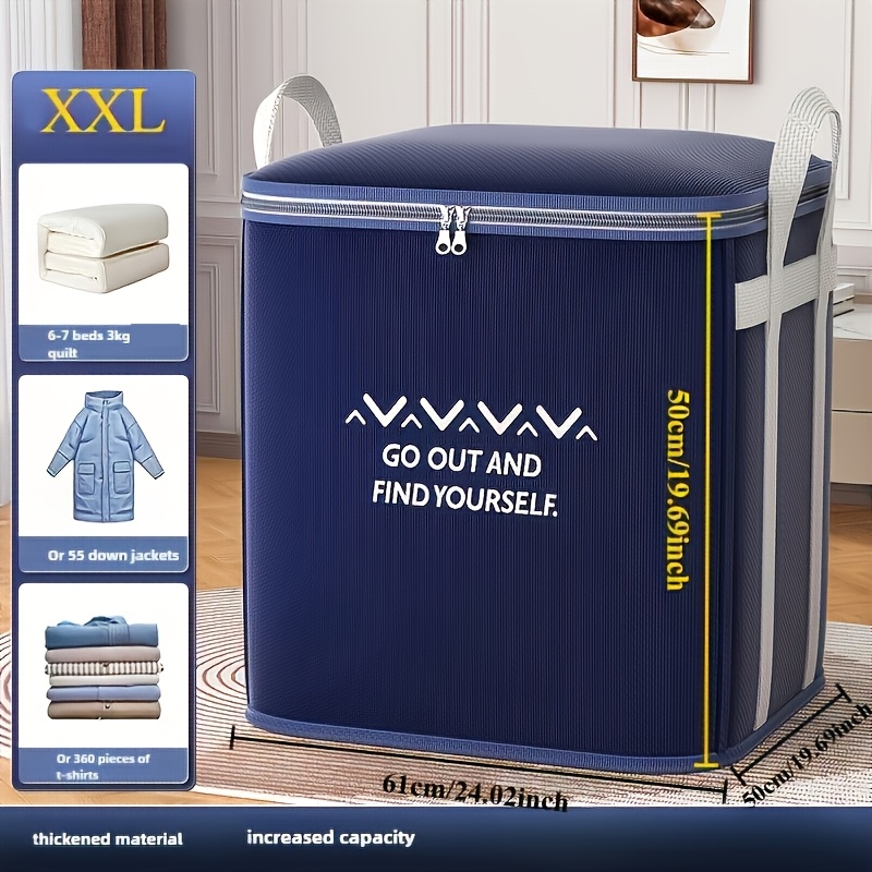 TEMU New Large Capacity Storage Bag, Durable And Foldable With Handles & Straps, Portable Design For Clothes, Blankets, Underwear, Bedding, Moving,