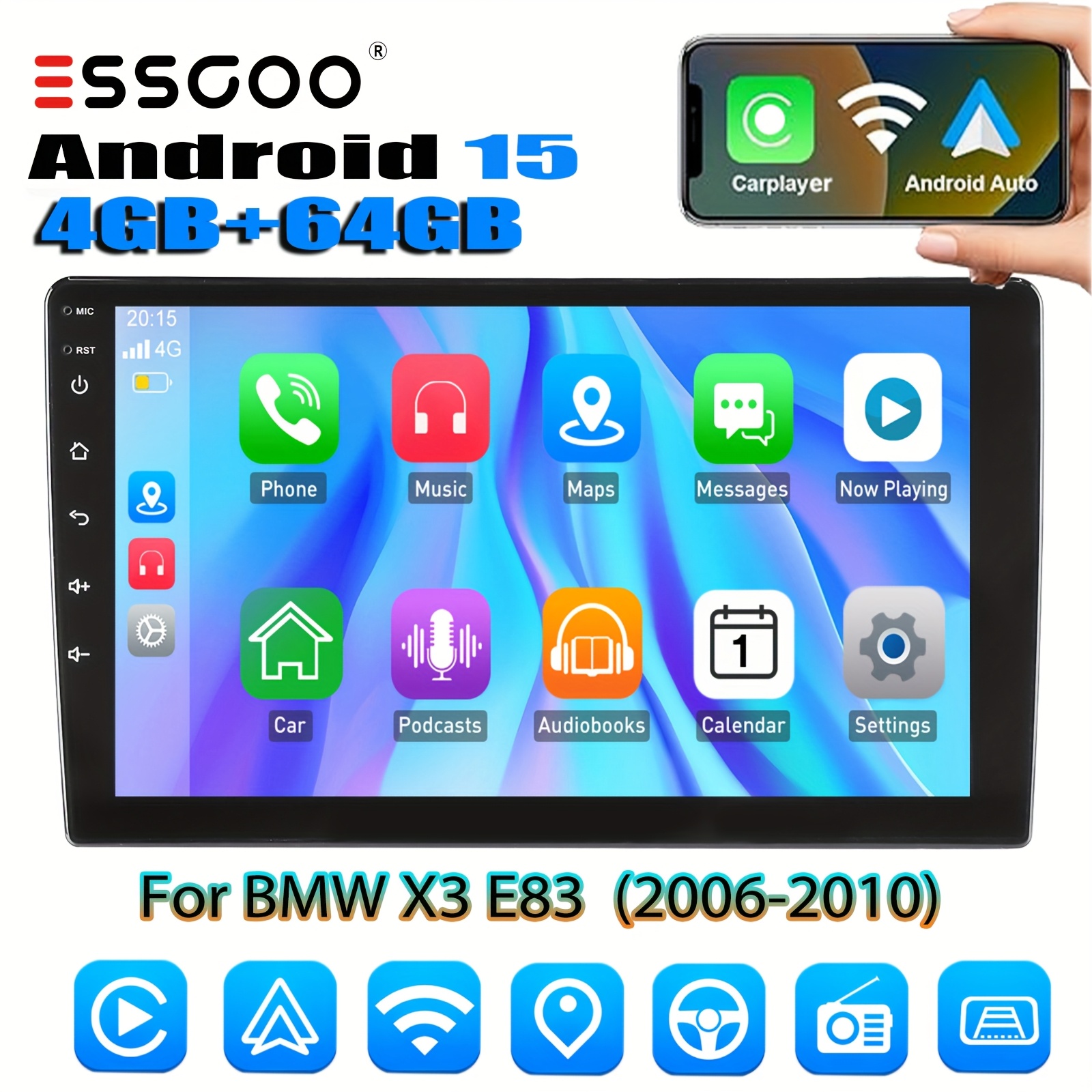 15 Car Stereo For X3 E83 (2006-2010) | 9 Inch Hd Touchscreen | 4gb 64gb Rom | & Auto | Support Can-bus & Steering Wheel Control | Wifi, Wireless 4.1, Fm Radio | Asp & Rgb Button Car Accessories