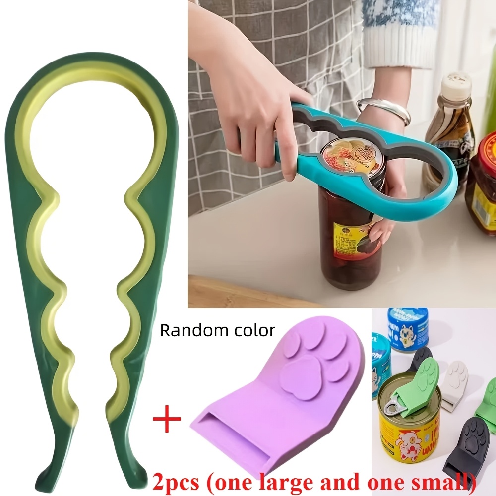 TEMU New 2pcs Set Large Size Effort-saving Multi-functional Bottle/can Opener With Non-slip Handle, Portable Universal Bottle Opener (color Random),