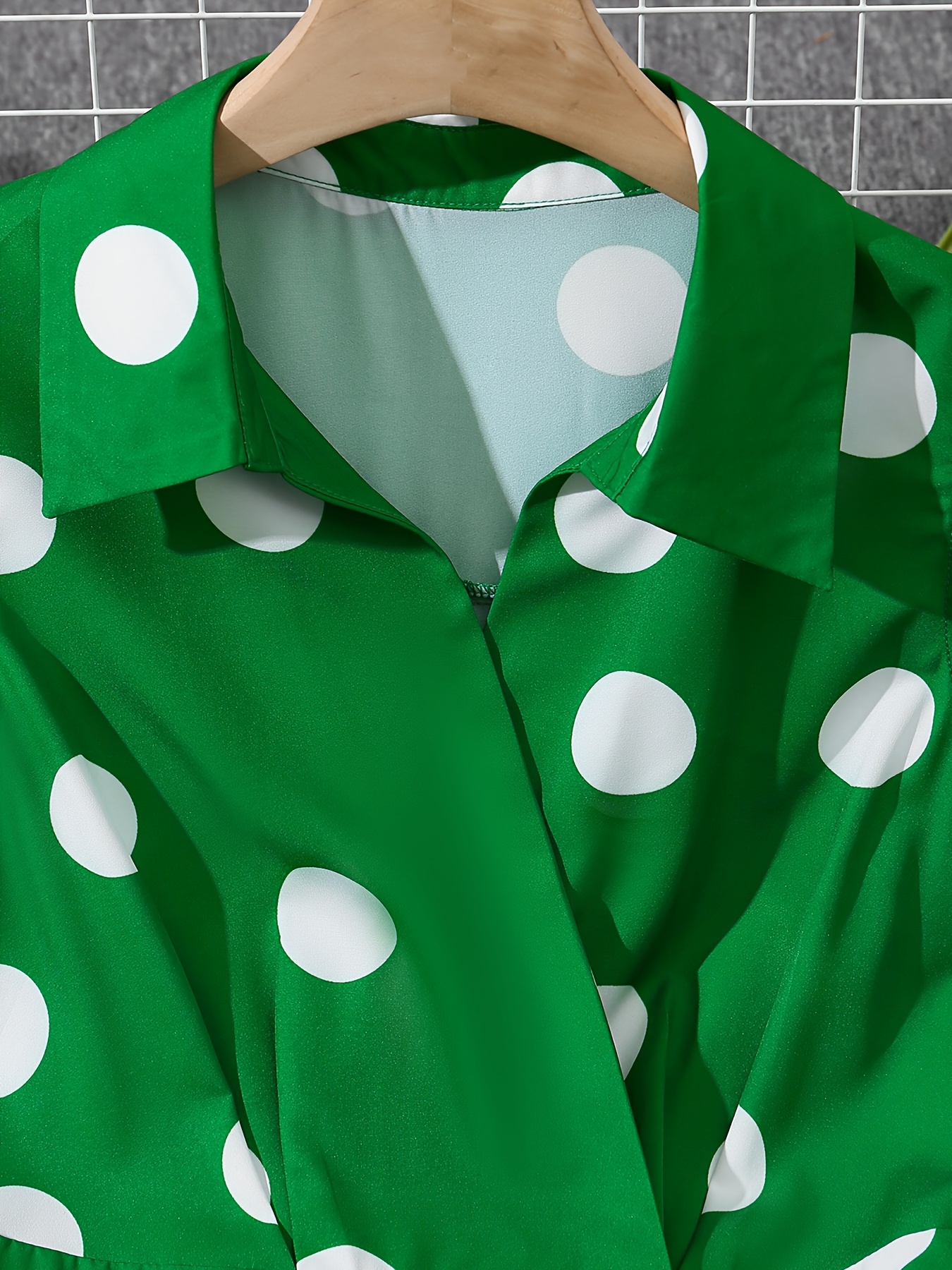 a new day green polka dot dress Polkadot green linen swing dress 1950s inspired – heartmycloset main image 1