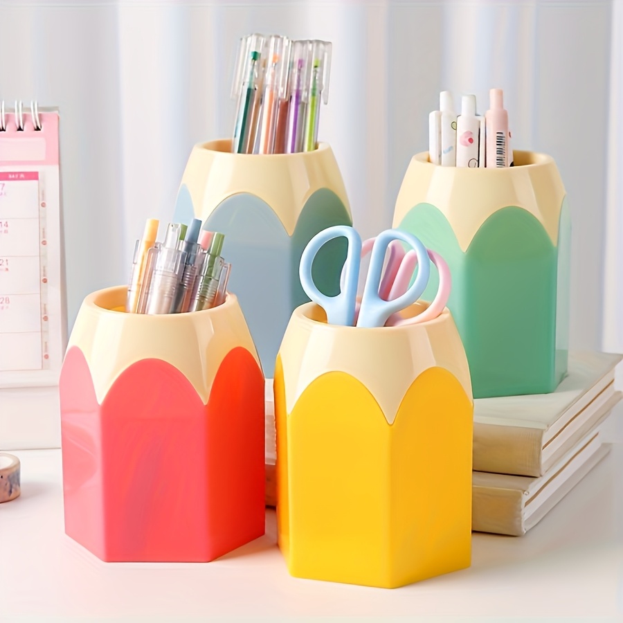 

1pc Pencil Cup, Large Capacity Desk Organizer, Tension Mount, Painted Pp Material, Lightweight For Office And Student Use