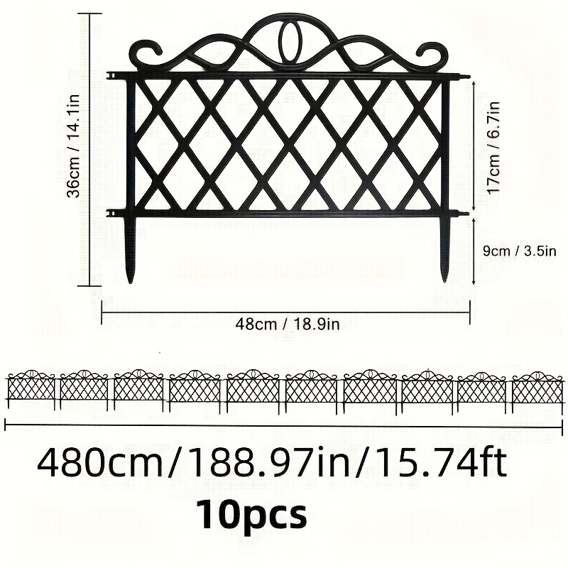 10pcs/4pcs Decorative Wave Fence - Plastic Fences, Dog Animal Barrier, Arched Flower Bed Border Edging, Yard Patio Outdoor Decorative Mesh Fence Panels