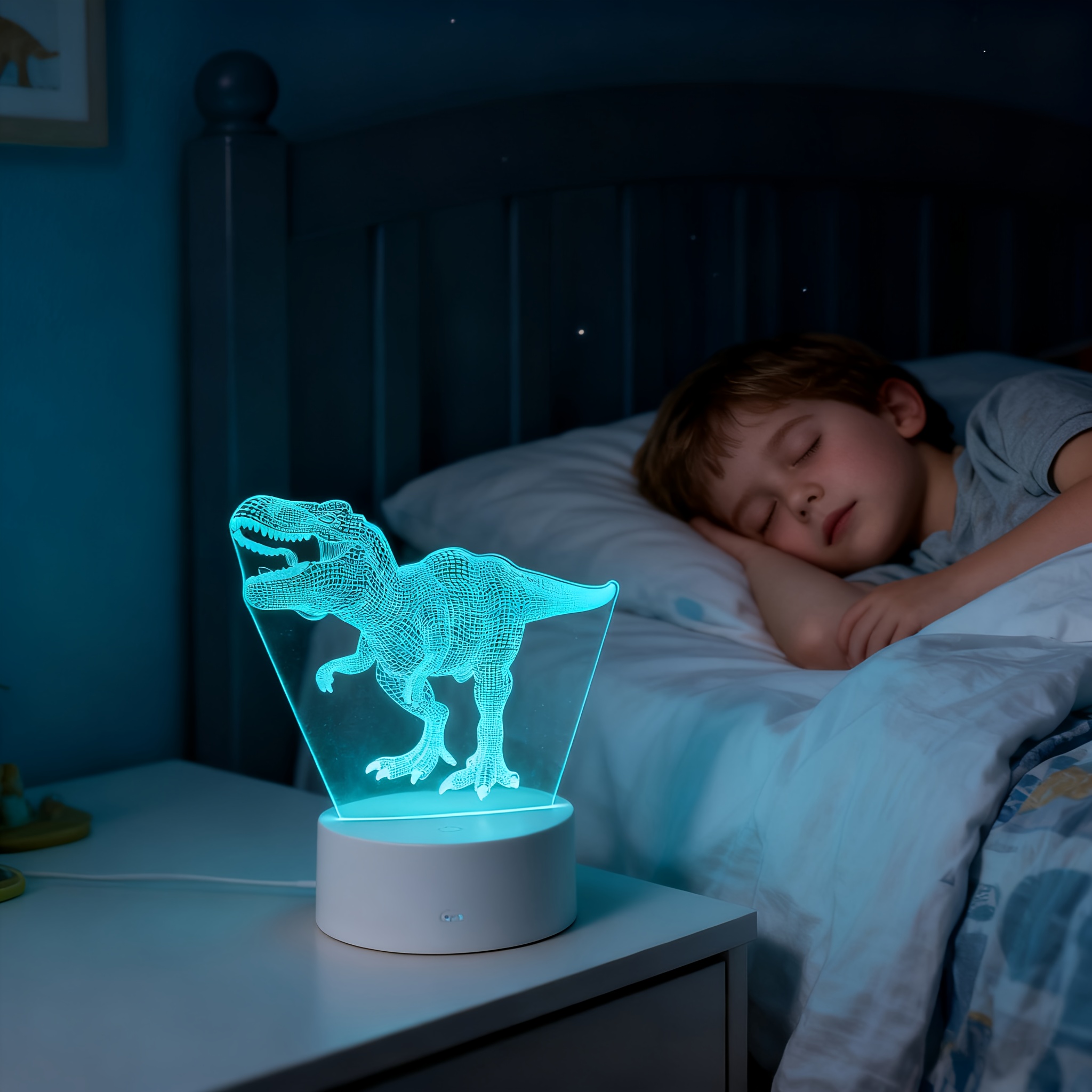 恐龙玩具，3d霸王龙夜灯带遥控与智能触控+16色变换可调光恐龙3d灯，男孩儿童礼物，理想生日与节日礼物，卧室台灯，氛围灯，桌面配件 商品详情 3