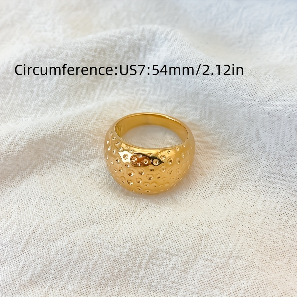 Women's Premium Hammered Texture Geometric Wide Band Stainless Steel Ring