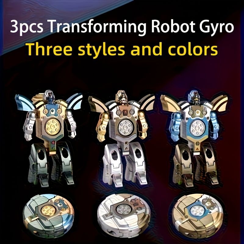 Resim 3 adet Dönüşen Robot Gyro Fidget Spinner Oyuncakları - Erkekler ve Kızlar için Ayarlanabilir Duyusal Oyuncaklar, 3 Stil ve Renk, Dayanıklı ABS Plastik, Cadılar Bayramı, Noel, Okula Dönüş Hediyesi, Parti Hediyeleri, Yaratıcı Masa Oyuncakları 