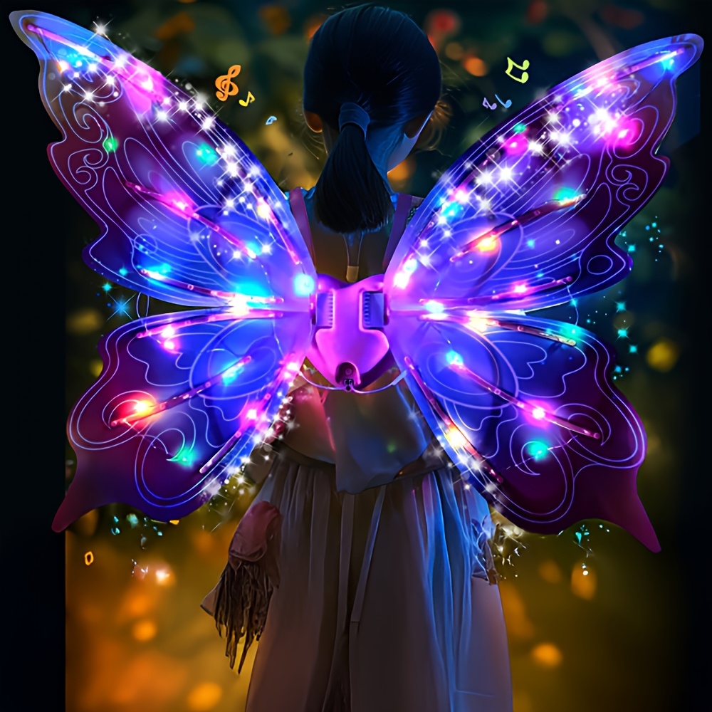 light up fairy dress Girls Glow Party Dress Light Up Butterfly Tulle Gown with 3D Wing Spar –  Sun Baby main image 0