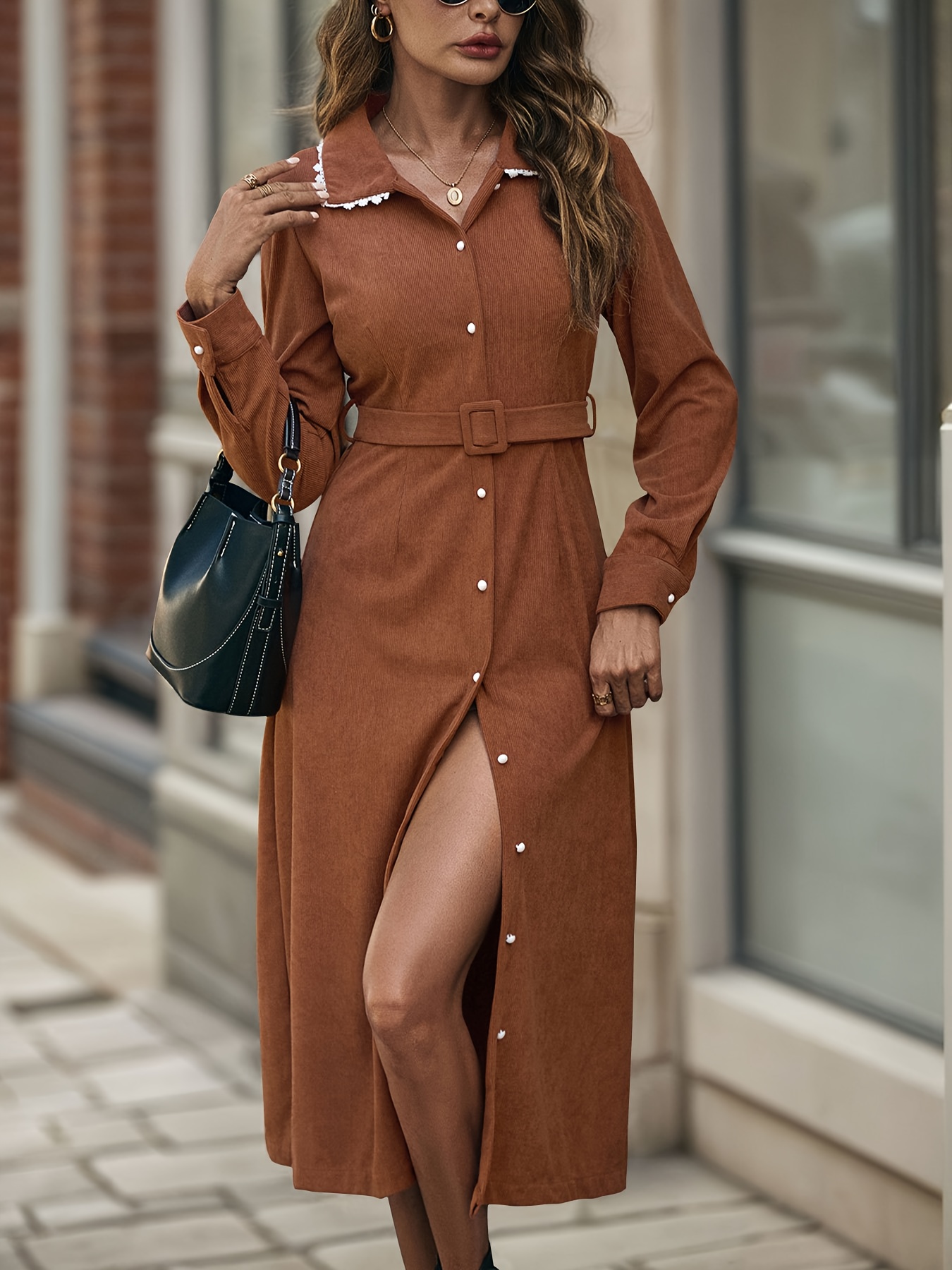 new autumn winter womens button dress versatile casual - Temu Bahrain