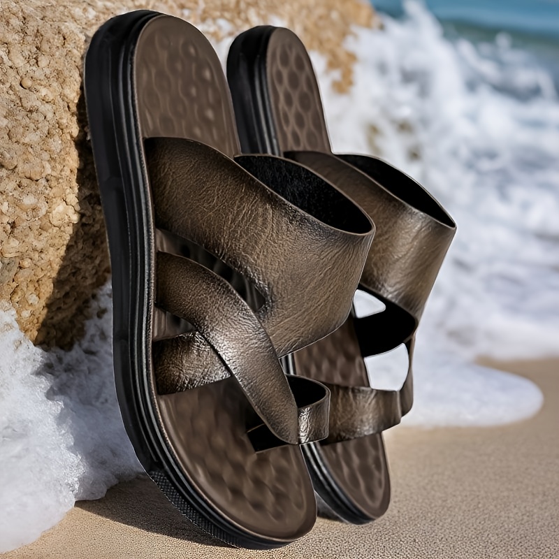 TEMU Plus Size Slippers Men's Outdoor Sports Sandals Outdoor Seaside Vacation Fashion Casual Toe-post Slippers Lightweight Trendy Sandals