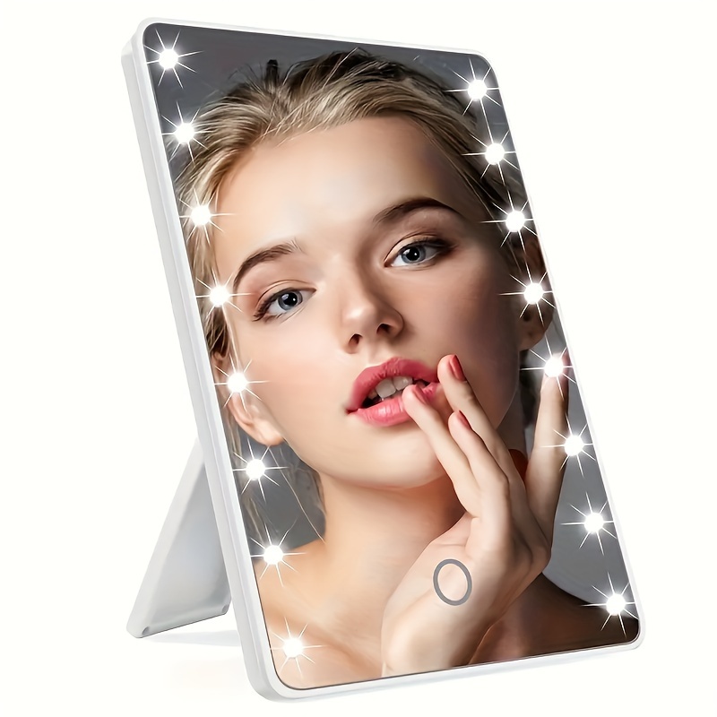 

1pc Portable Led Makeup Mirror With Adjustable Light, Touch Control Illuminated Vanity Mirror, Dual Power Battery/usb, Ideal For Home, Travel, Office Use