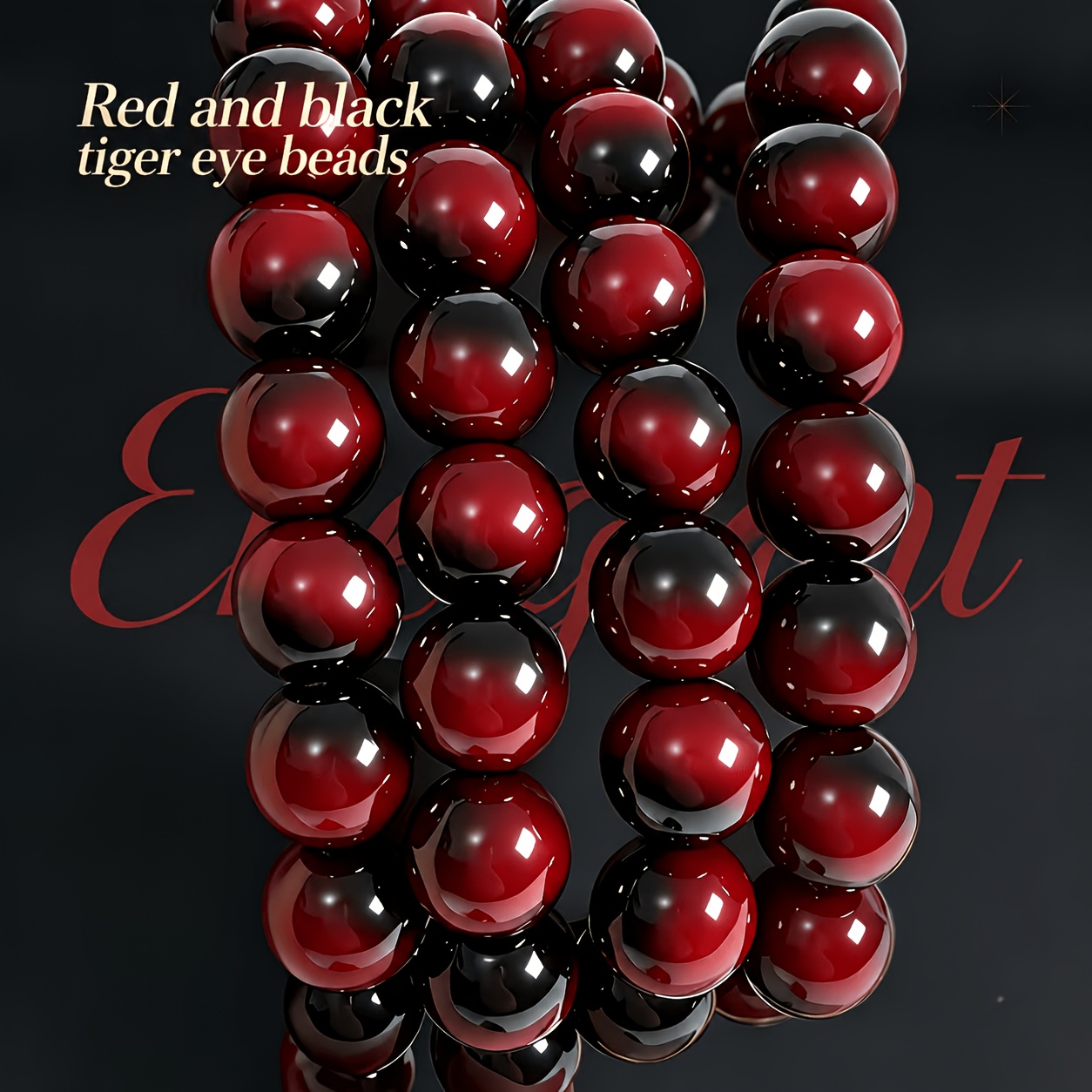 TEMU 60 Red And Black Eye Drilled Beads, 8mm Standard Round Beads, Suitable For Diy Bracelet Accessories, Minimalist And Versatile , Creative Jewelry