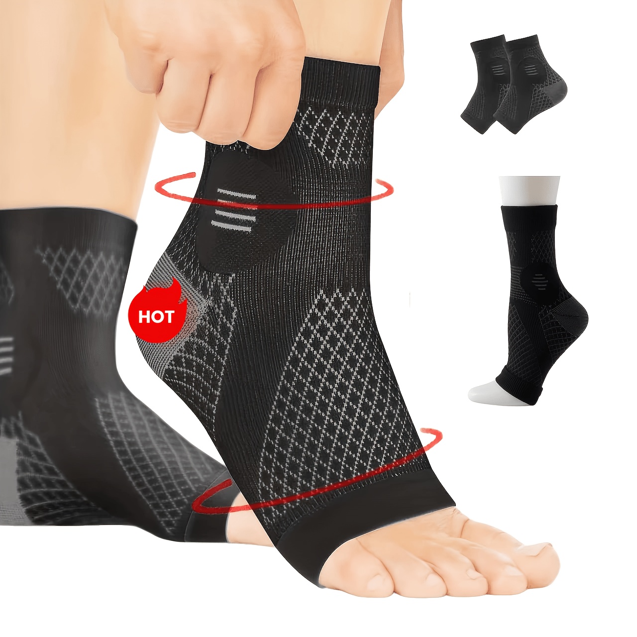 hochwertige kompressions-schienersocken für den knöchel, kompressionsmanschetten zur unterstützung von fußgewölbe knöchel, socken mit offener zehenpartie, elastische fußbandagen   für den täglichen gebrauch outdoor-aktivitäten, feiertagsgeschenke. muttertag, tag der verliebten, tag der