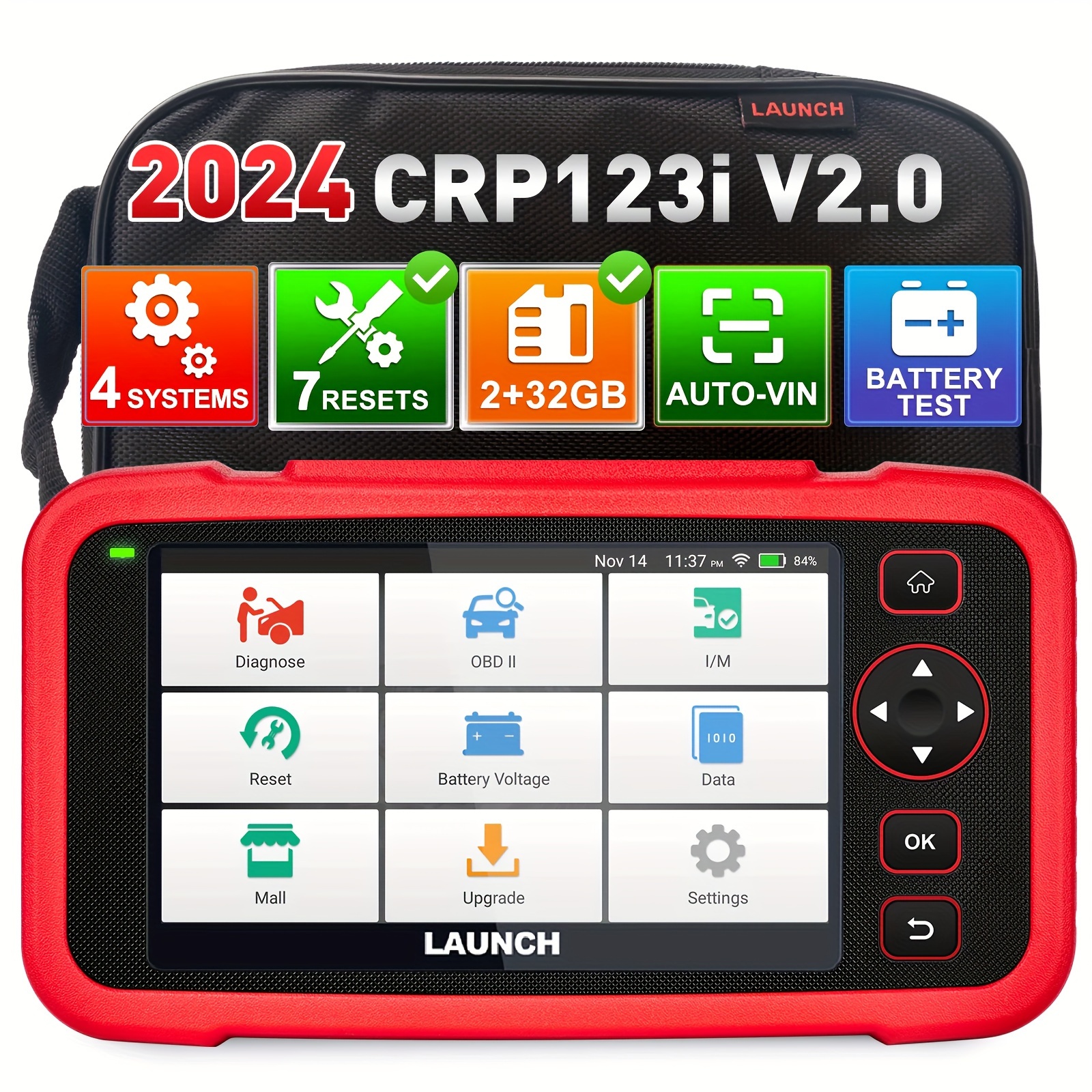 

Launch Crp123i V2.0 Obd2 Scanner, 2024 New 4 Systems Diagnostic Scanner With 7 Resets, Abs Bleeding, Sas, Throttle, Oil, D.p.f, Epb Reset, Bat Match, Autovin, Fca Autoauth, 5 Years Backup