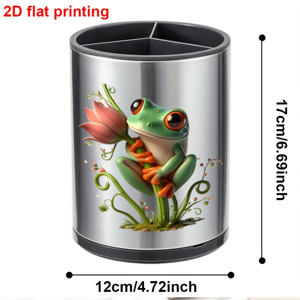TEMU 360 Degree Rotating Kitchen Utensil Storage Box - Stainless Steel Round With Drain Holes And Dividers, Space Theme Design Cutlery And Cookware