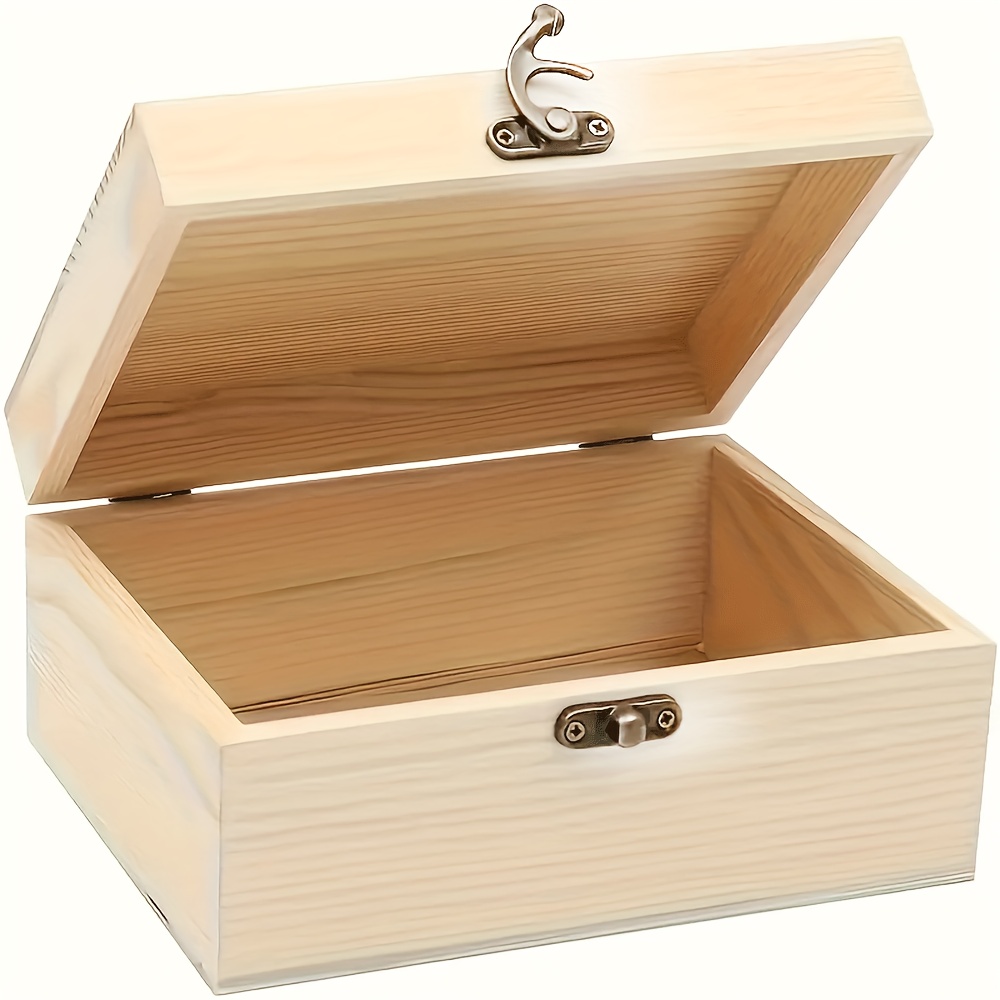 

Natural Wooden Storage Box With Latch Closure - Jewelry, Keepsakes, Or Diy Crafts - Suitable For Home, Kitchen, Bathroom, Or Bedroom Decor, Storage Bins For