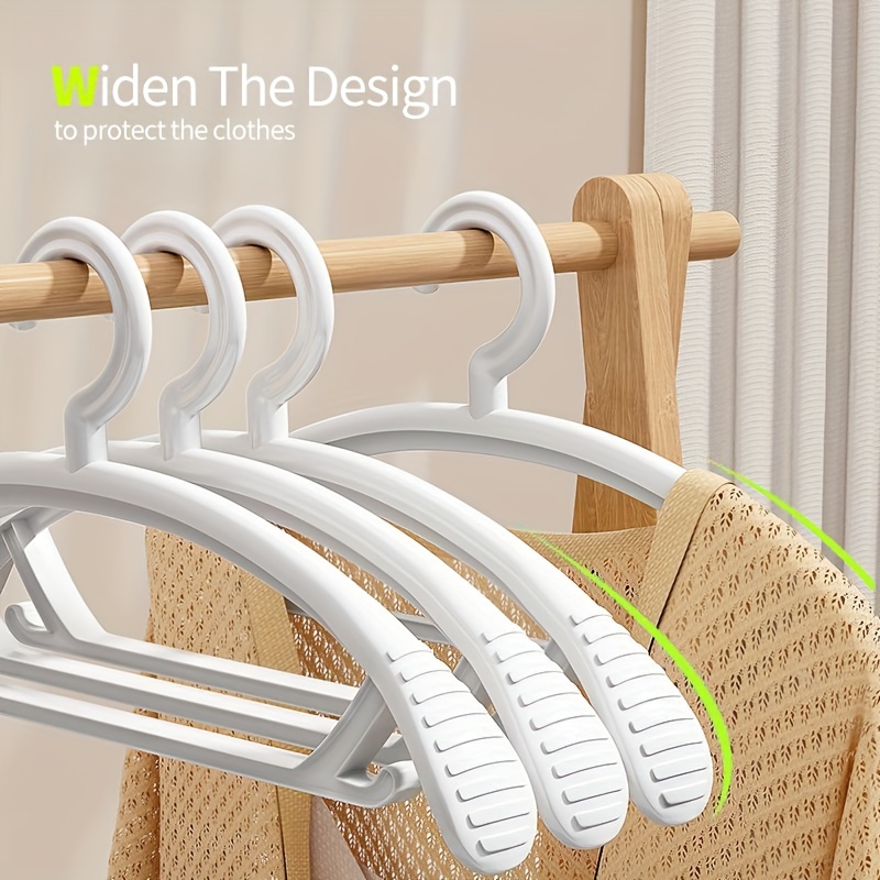 

10pcs Pack, Wide Hangers, To Clothing, Space Saving, Efficient Organizer, White/gray