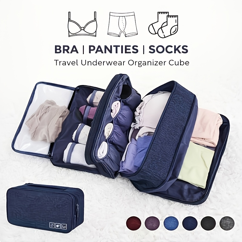 TEMU Borsa portatile da viaggio per biancheria intima, organizer con cerniera, custodia multifunzionale per reggiseni, calze e lingerie - Organizer
