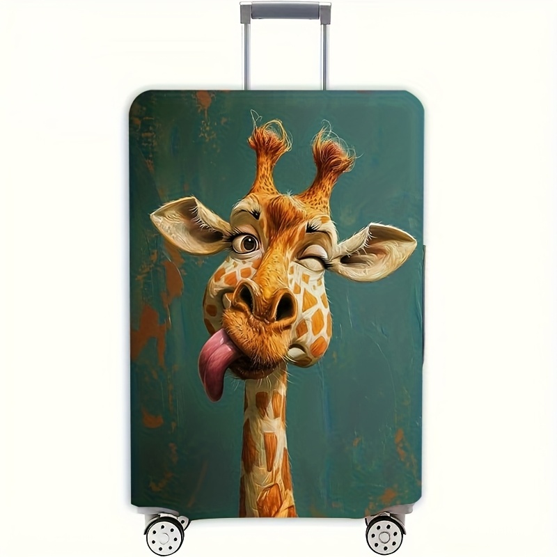 TEMU Essential Luggage Cover With A Giraffe Pattern For Travel, A Dustproof Elastic Travel Accessory For Directional Wheel Suitcases, Suitable For