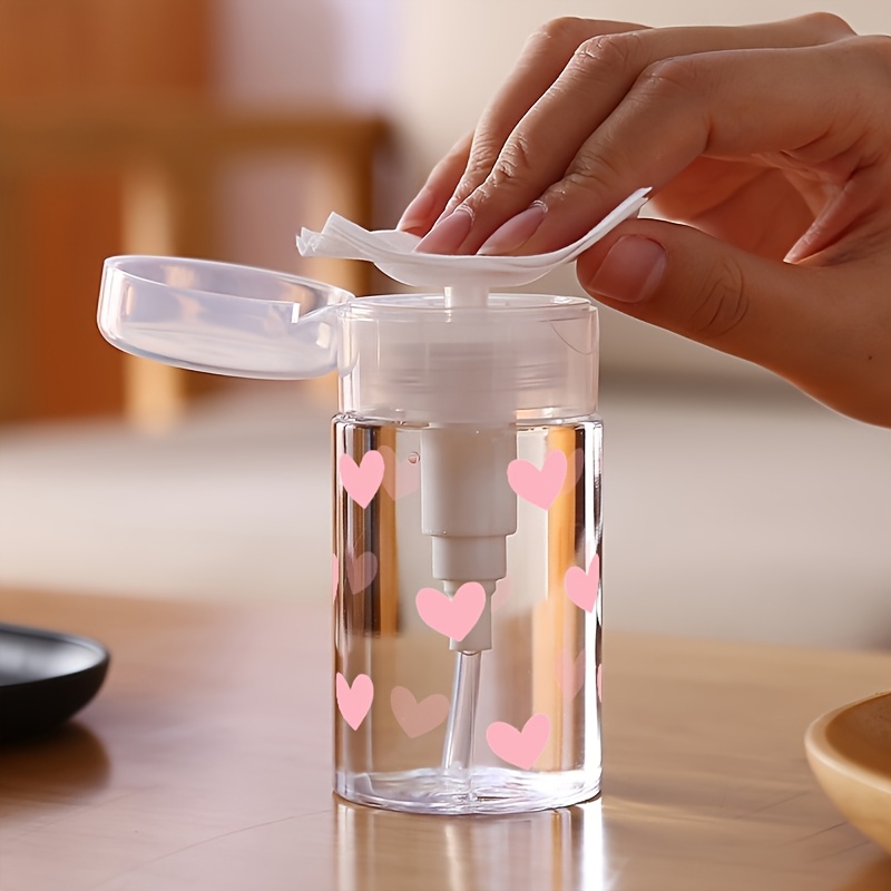 E-shop 1er-/2er-Kombipack, tragbare, nachfüllbare Reiseflasche aus transparentem PET, niedlicher 1- rosa Herz-Aufdruck, 3,38oz/6,76oz tragbarer