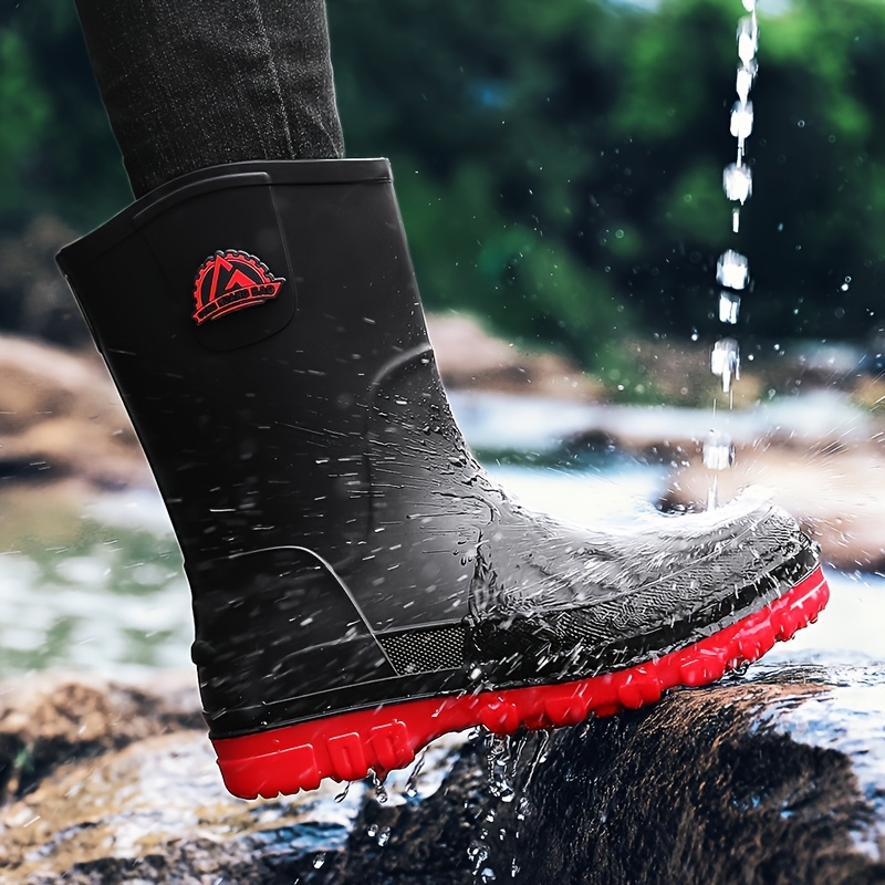 unisex high quality rain boots heavy duty slip on shoes with non slip outsole all terrain anklet high boots just below knee for men women pvc construction boots for farm gardening fishing construction everyday   black work boots high quality boots outdoor footwear stylish anklehighs durable footwear farm footwear   sturdy build   Product details 3