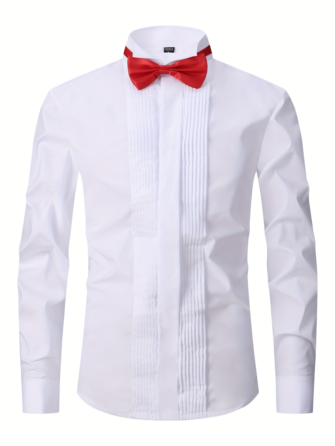 Men's Solid Color Dress Shirt with Swallow Collar & Bow Ties