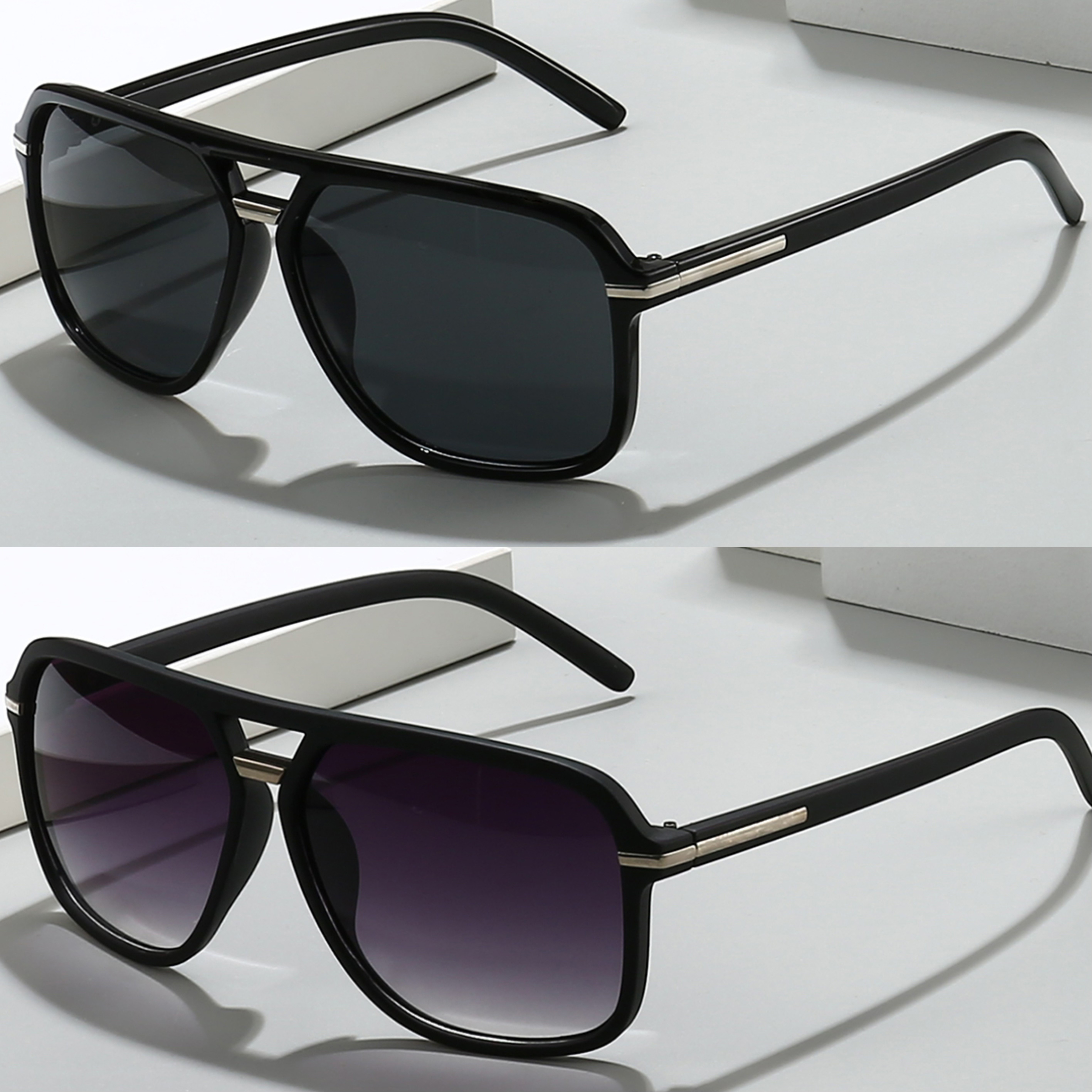 

2pcs Double Beam Frame Fashion Glasses For Women Anti Glare Sun Shades Glasses For Driving Beach Travel
