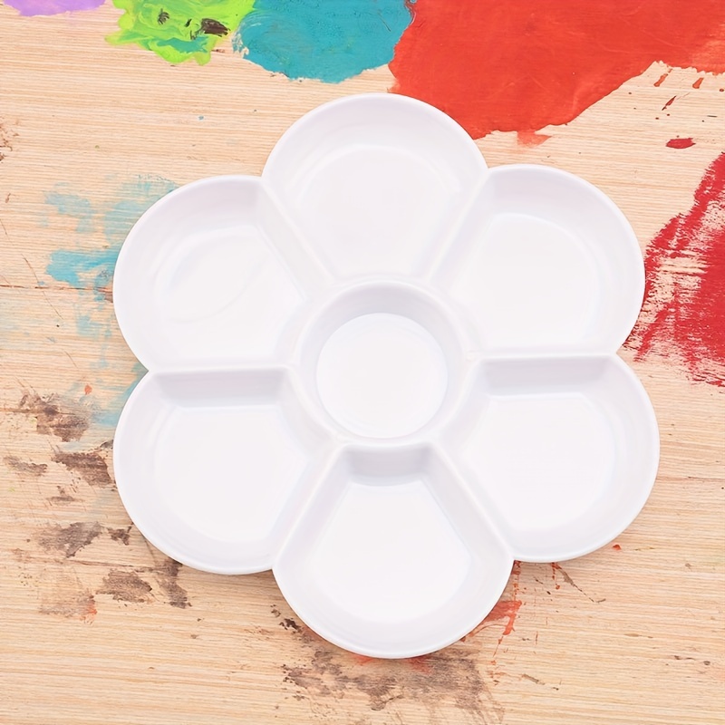 

Plastic Flower-shaped Paint Palette, Thickened Imitation Porcelain Watercolor Mixing Tray For Art Supplies