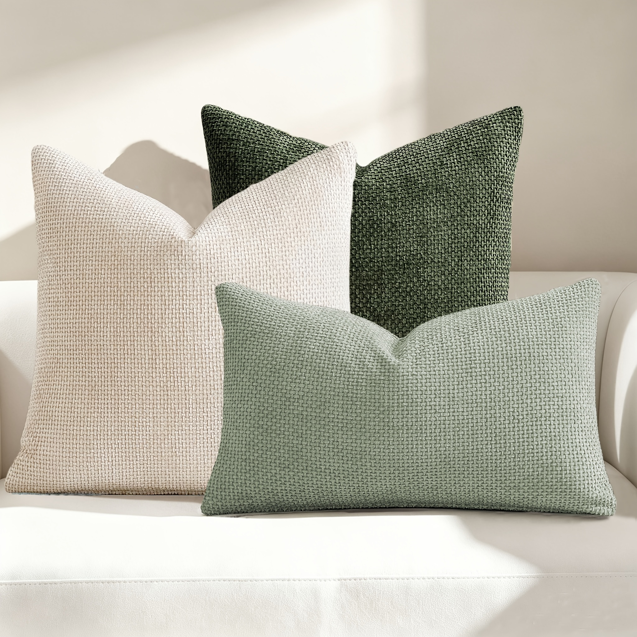 TEMU 3pcs Soft Chenille Modern Double-sided Design Sofa Pillow Covers, 18in X 18in And 12in X 20in, Office Back Cushion Covers, Bedside Pillow Cases,