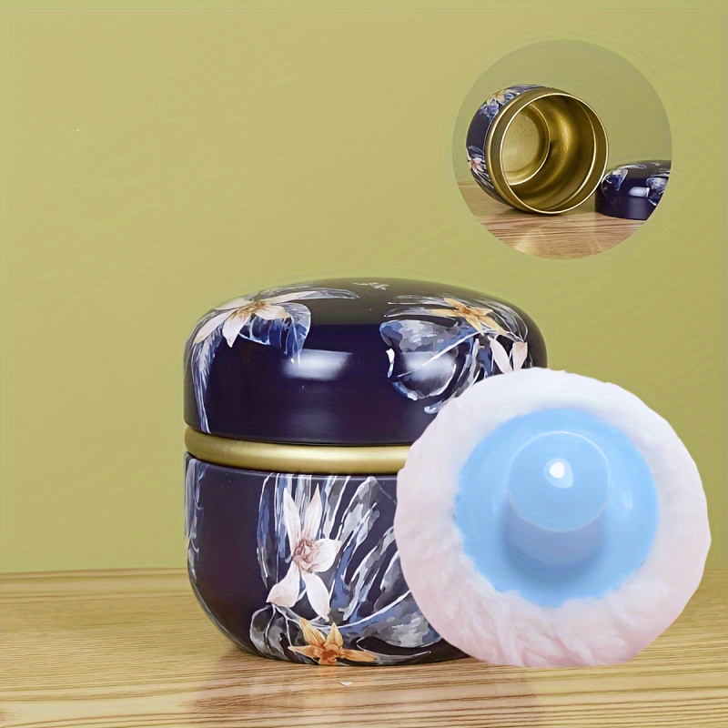 TEMU Powder Puff And Powder Box For Women's Bathing And Travel, 3.15-inch Powder Box With Powder Puff,, Fluffy Velvet Powder Puff Container, Female