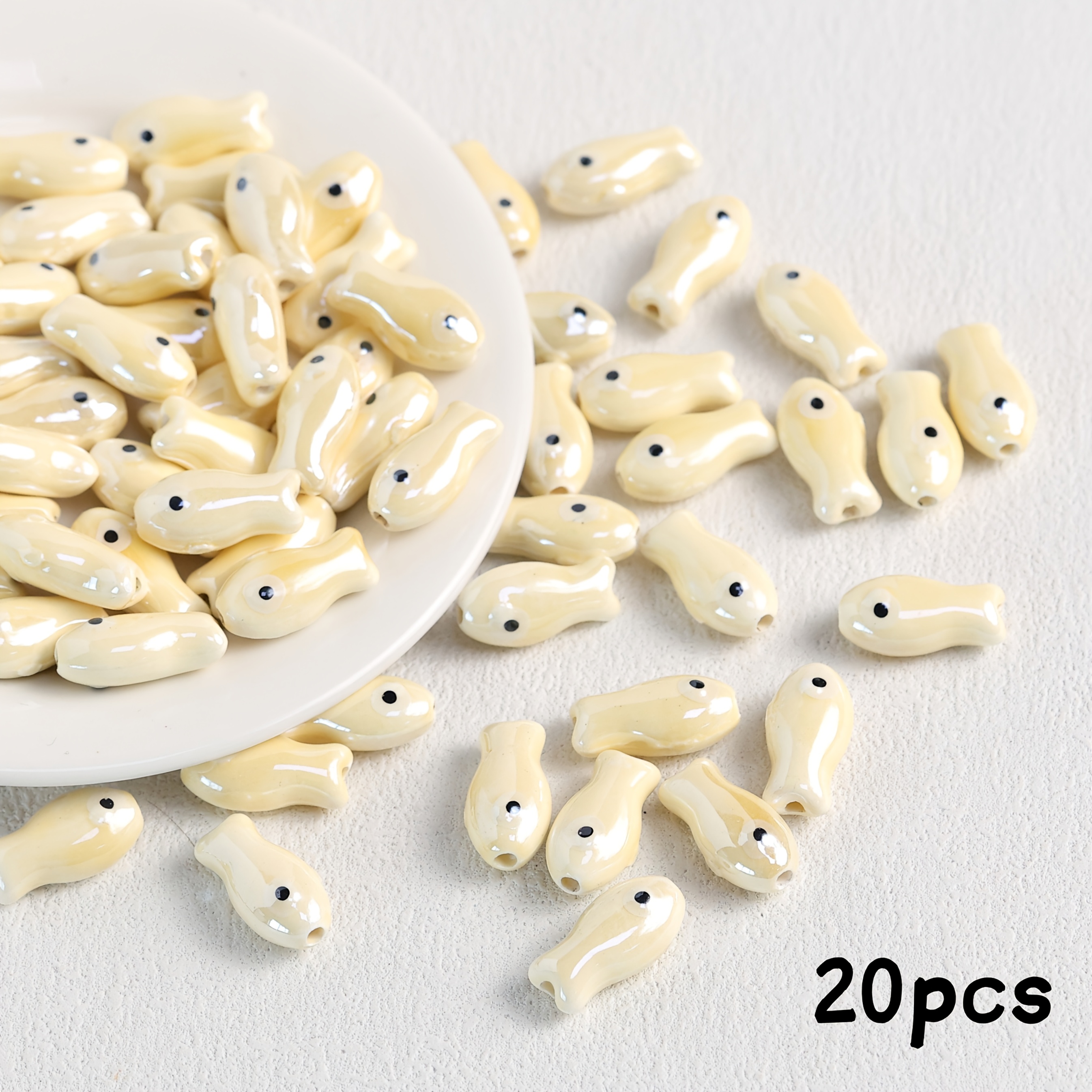 20pcs Ceramic Fish Beads Set for DIY Craft Supplies