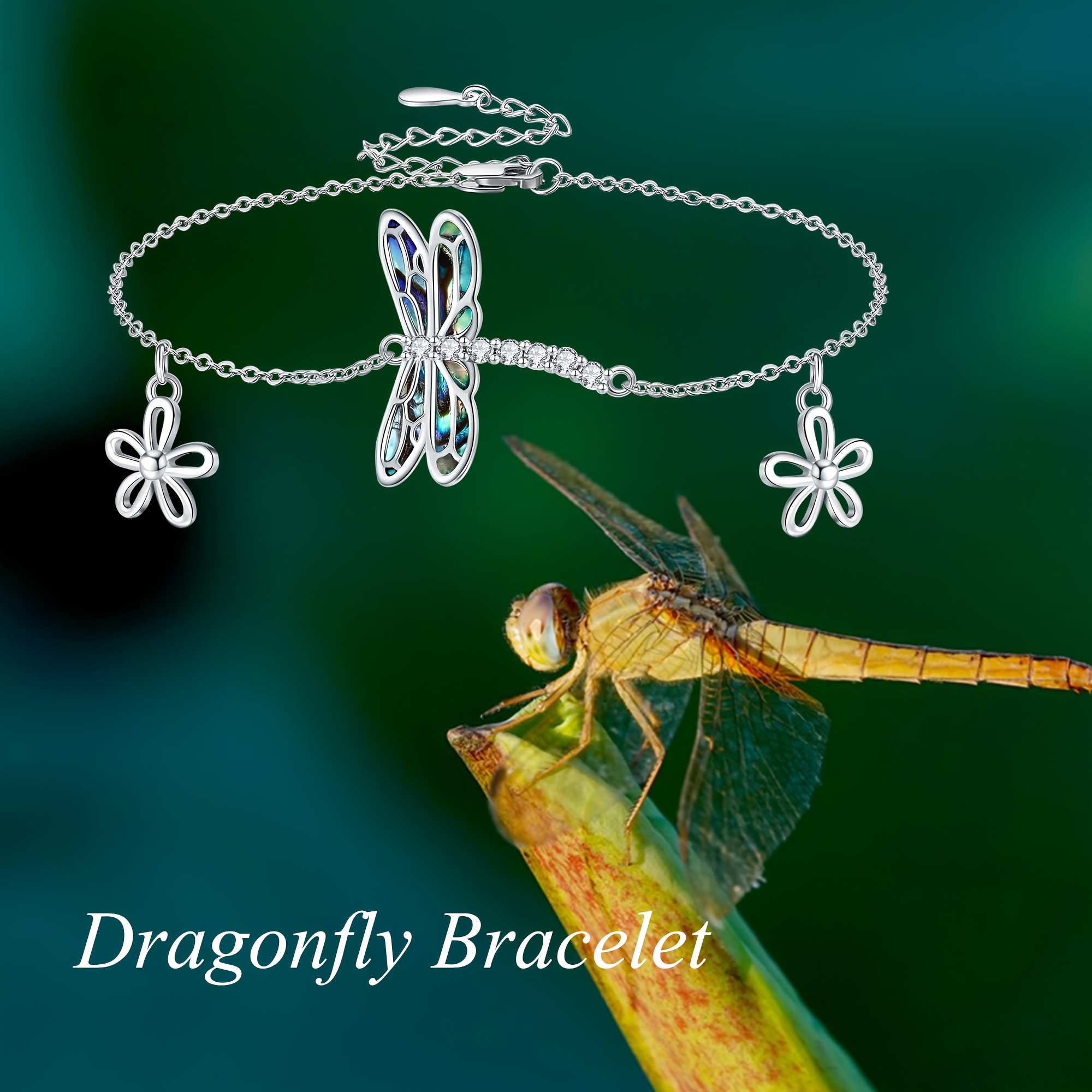 Dragonfly Bracelet 925 Sterling Silver Double Layer Chain Gift
