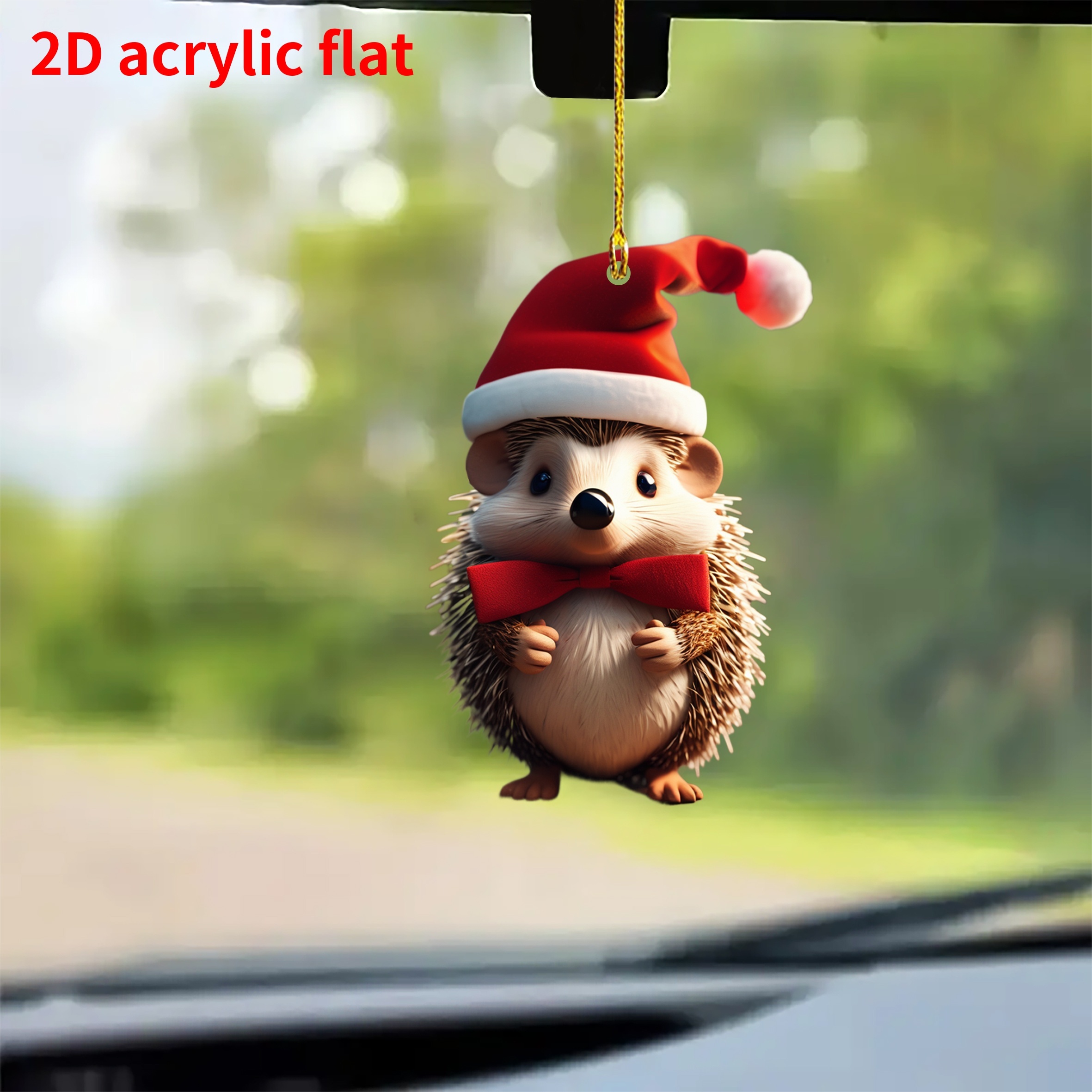 

1pc Classic Acrylic Hedgehog Christmas Tree Ornaments, Holiday Hanging Decorations, Christmas Car Accessories, Home And Backpack Decor Without Feathers