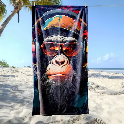 1pc gorilla beach towel ultra soft microfiber quick absorbent vibrant bohemian style with gorilla illustration beach travel festivals gifts