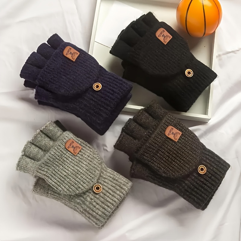 Cashmere Winter Gloves for Men and Women, Half-Finger Touch Screen