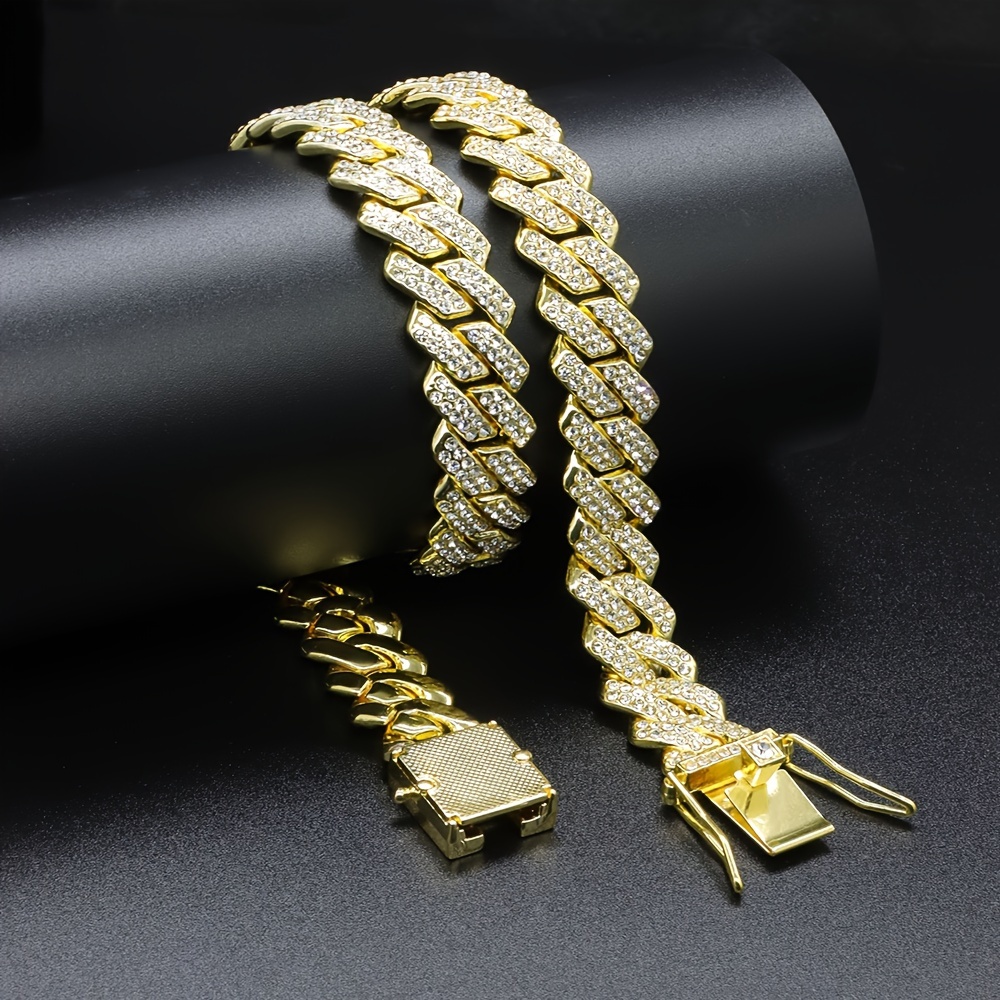 New Gold 13.5mm Iced Out Cuban Chain Link Necklace Bling Bling for Men selling /Women