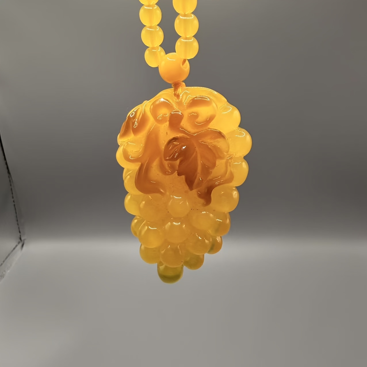 Hand-Polished Baltic Amber Grape Pendant Necklace, Elegant Gift