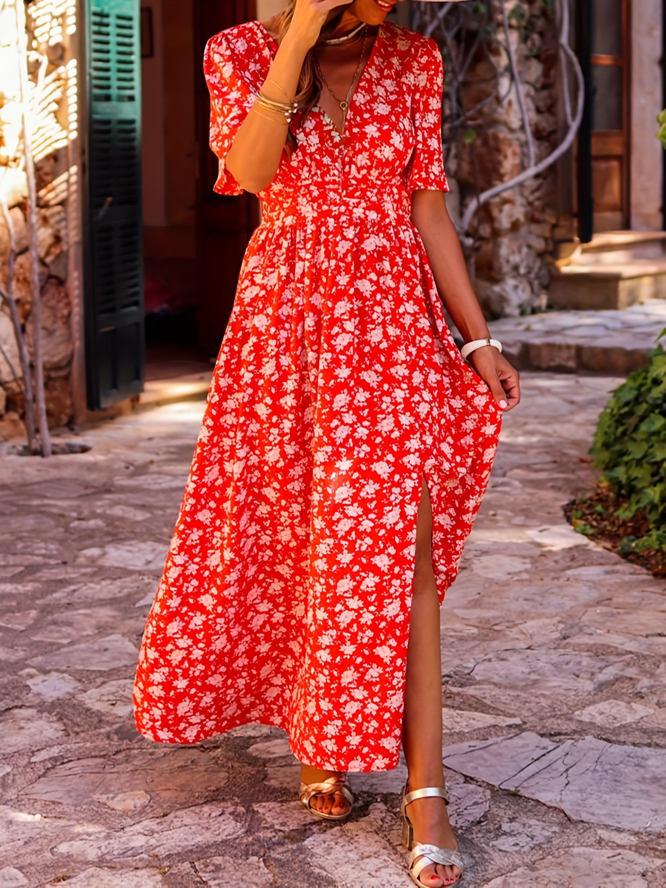 Ladies Dresses Red Floral Boho Maxi Dress Tokyo Talkies Maroon