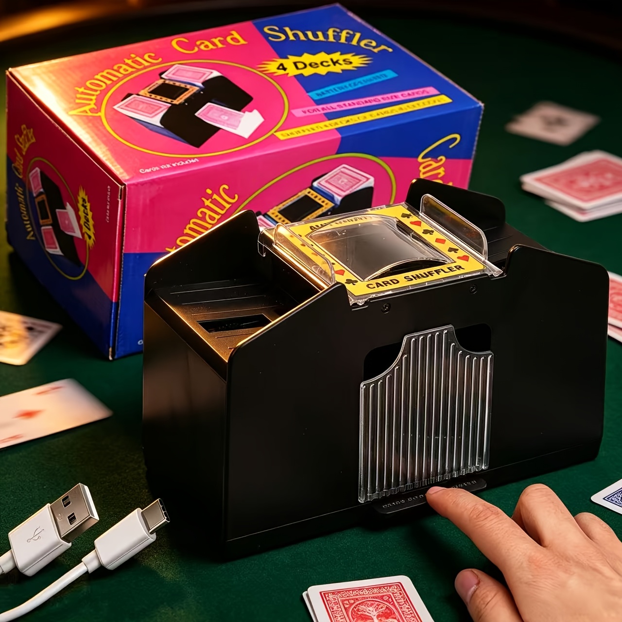 card shuffler with sleeves machine sold on Temu United States Slippery sleeves tying your hands in knots Electronic card shuffler works with